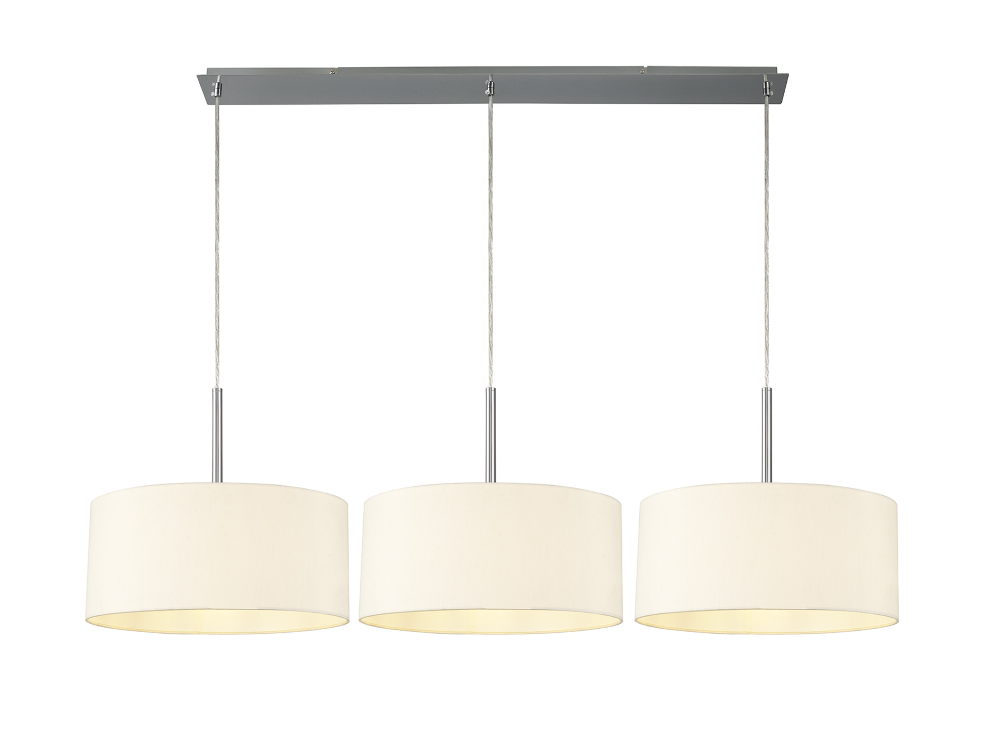 DK0561  Baymont 40cm Shade 3 Light Pendant Polished Chrome, Ivory Pearl/White